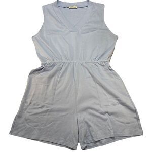 Zenana Romper Sleeveless V-neck Baby‎ Blue, Pockets,Sz 3x, Comfy, Preppy, Dress,
